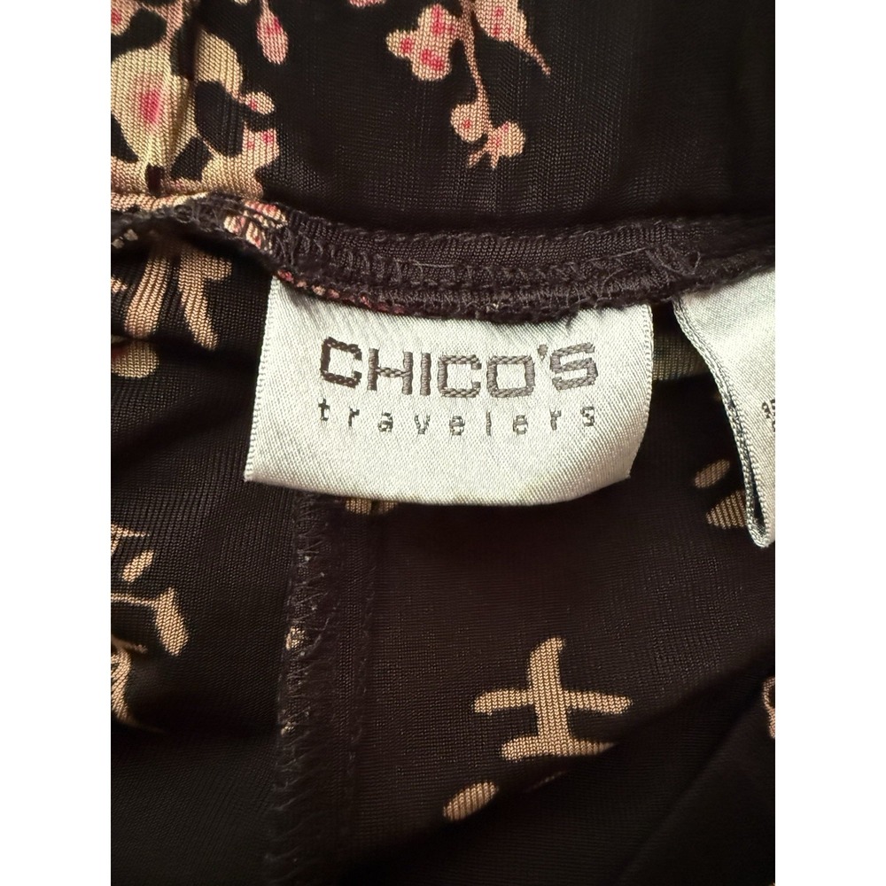 CHICO'S Travelers Stretch Slinky Crop Pants Chinese Graphic‎ Print Sz 2 Casual - Picture 8 of 8
